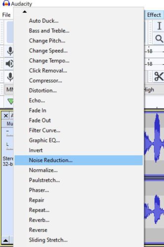 remove background noise in the audio track