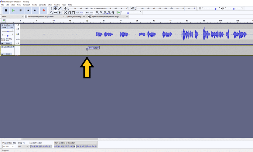 placing labels in audacity