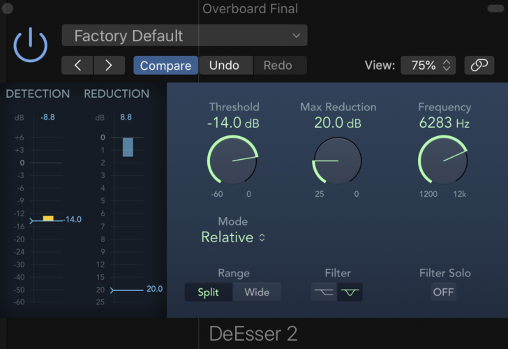 fire up a de-esser plugin