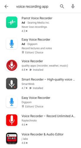 Search for a voice recording app