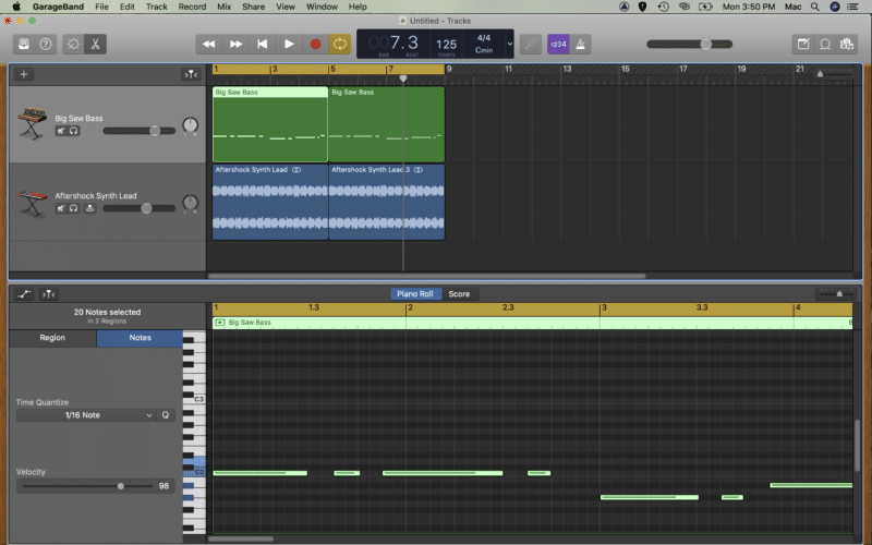 MIDI info display