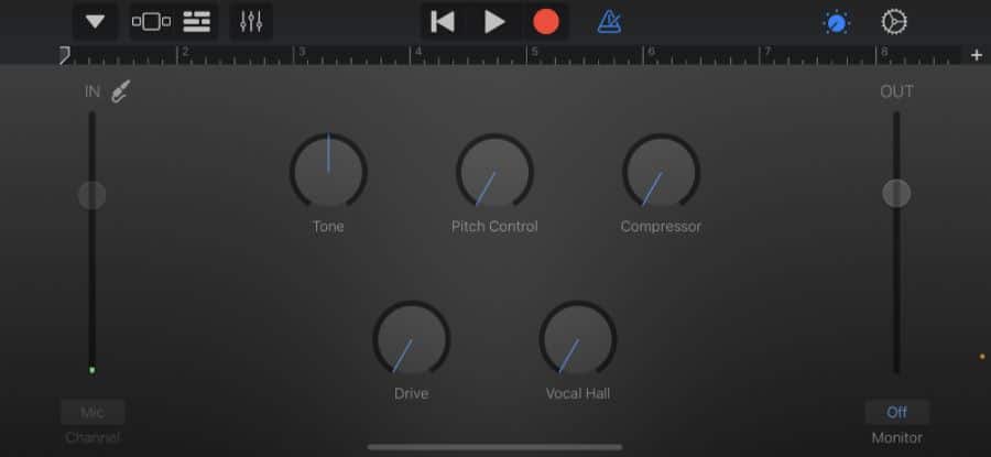 GarageBand controls