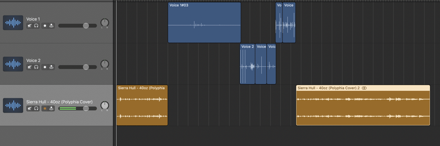 arranging audio tracks in GarageBand