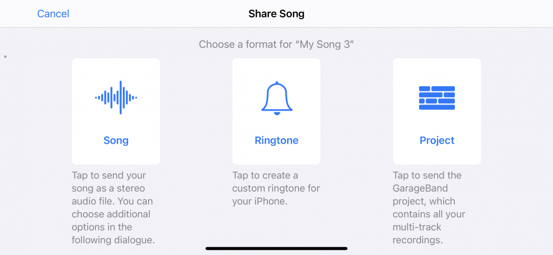 choose a song option