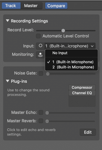 correct microphone input