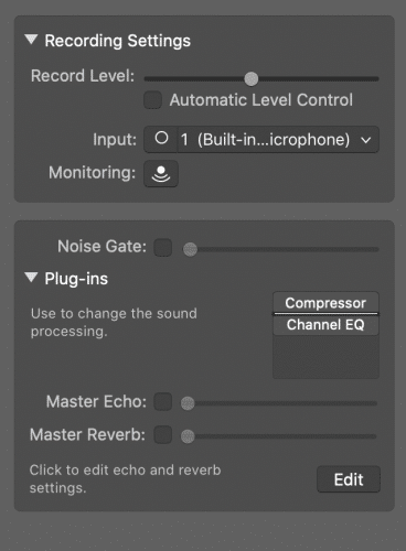 recording settings