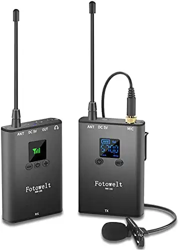 FotoWelt WM-100 Full Metal 4 Channels UHF Wireless Lavalier Microphone System