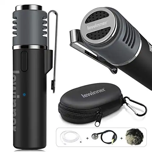 Lewinner Wireless Lavalier Microphone, Bluetooth Lapel Clip-on Mic