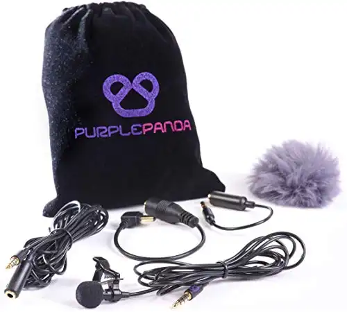 Purple Panda Lavalier Lapel Microphone Kit - Clip-on Omnidirectional Condenser Lav Mic